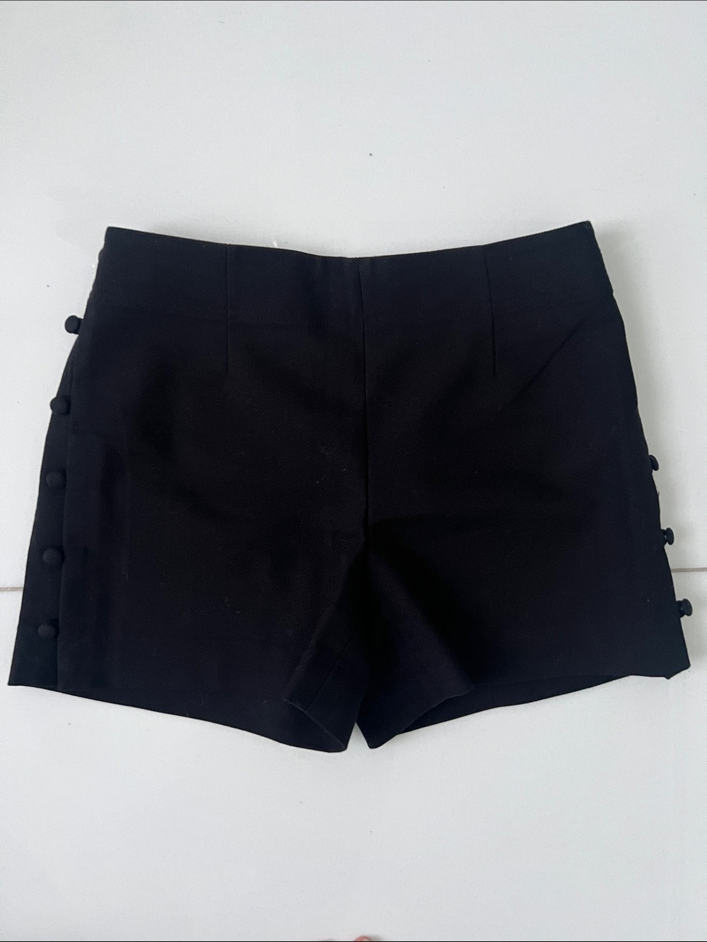Club Monaco Classic Black Women’s Button-Trim Shorts with back zipper